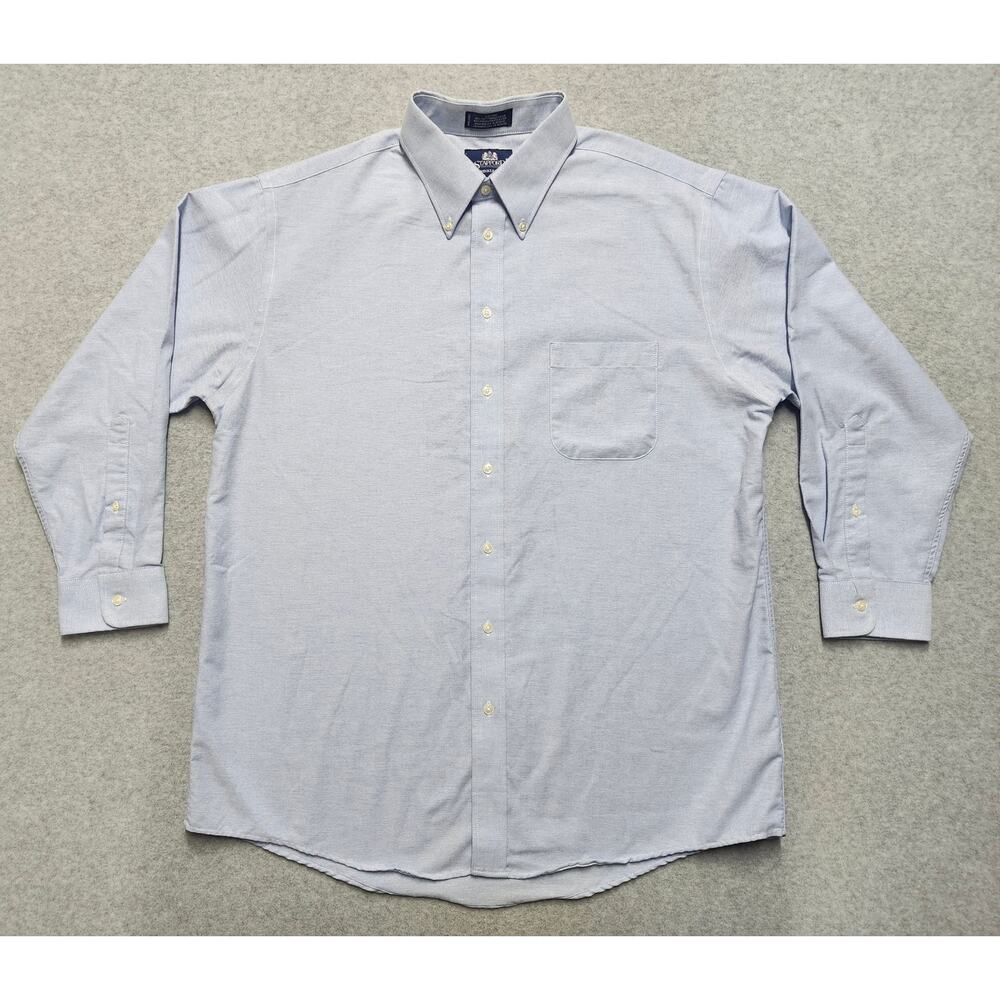 Stafford Wrinkle Free Oxford Dress Shirt Mens 17 33 Light Blue Button Up
